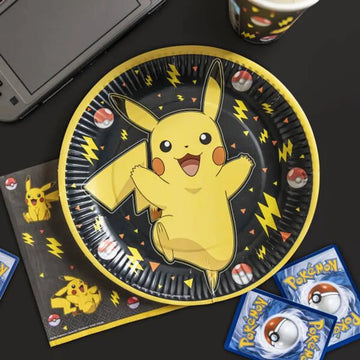 amscan 9917105-66 Pokémon Papp-Dessertteller für Kindergeburtstag, Partyteller, Einwegteller, 8 Stück