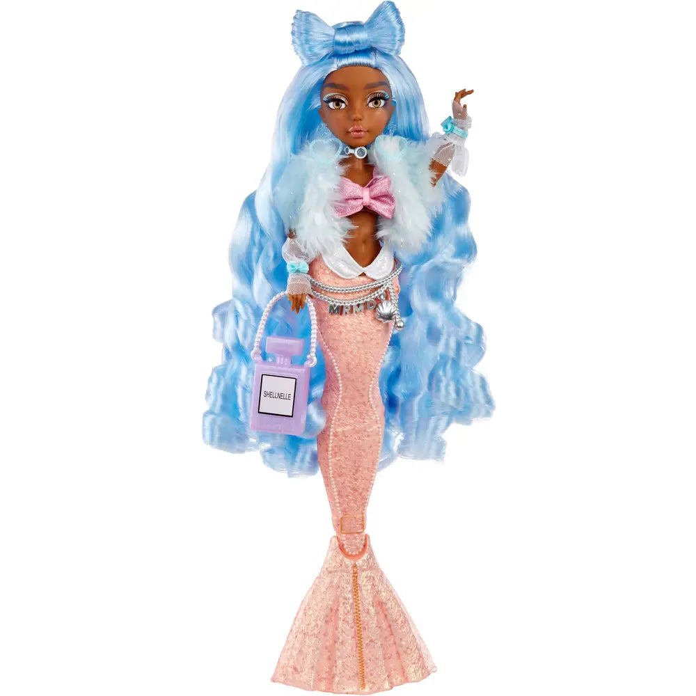 MGA Entertainment Mermaidz SHELLNELLE Meerjungfrauen Puppe mit Farbwechsel & Blauen Haaren Inklusive Outfit & Zubehör Voll beweglich Zum Sammeln Für Kinder ab 4 Jahren 580829