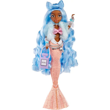 MGA Entertainment Mermaidz SHELLNELLE Meerjungfrauen Puppe mit Farbwechsel & Blauen Haaren Inklusive Outfit & Zubehör Voll beweglich Zum Sammeln Für Kinder ab 4 Jahren 580829