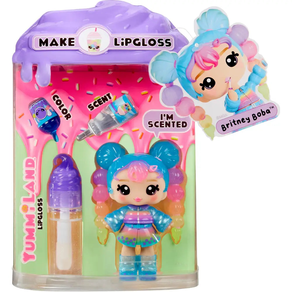 Yummiland Lip Gloss Doll - Britney Boba - Inklusive DIY Lipgloss-Set, Geeignet für Kinder ab 4 Jahren