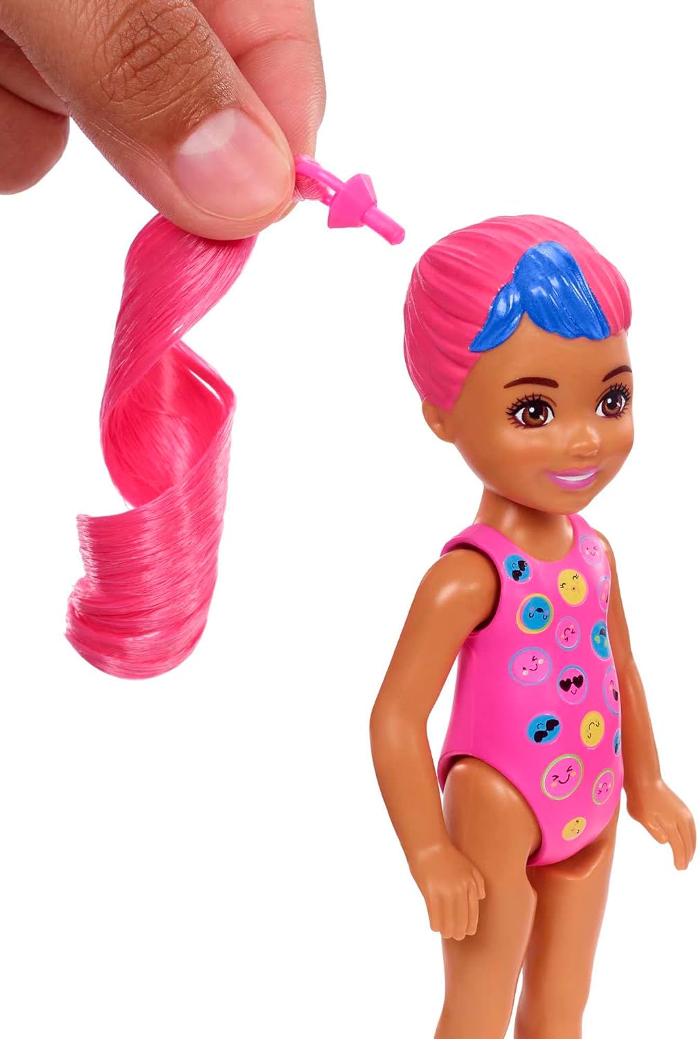 Barbie HCC90 - Chelsea Color Reveal-Puppe mit 6 Überraschungen, Neon Batik-Print und Farbwechsel; Geschenk für Kinder ab 3 Jahren