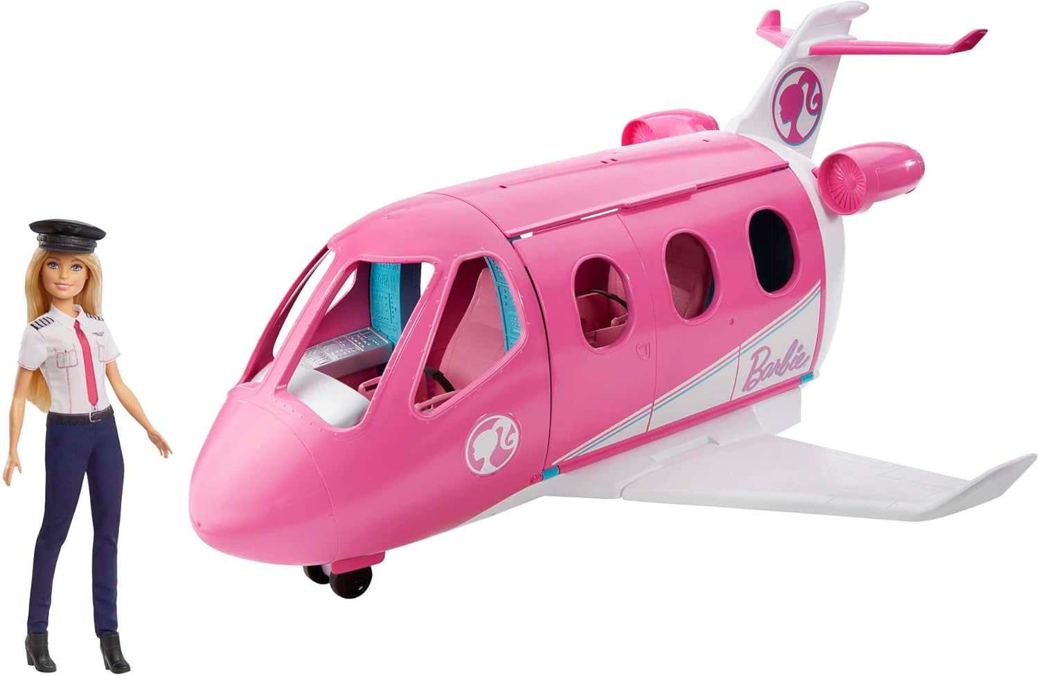 Barbie Flugzeug mit Pilotin Puppe mit beweglichen Rädern GJB33