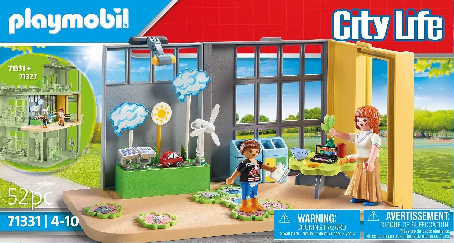 PLAYMOBIL City Life 71331 Anbau Klimakunde, Klassenzimmer der Zukunft, Puzzle mit Klimaschutzaufgaben und mehr, Spielzeug für Kinder ab 4 Jahren
