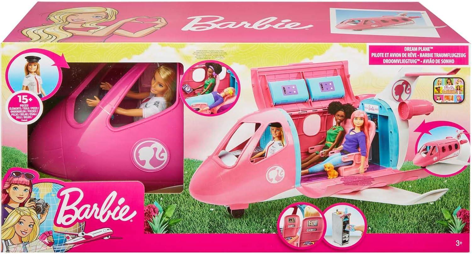 Barbie Flugzeug mit Pilotin Puppe mit beweglichen Rädern GJB33
