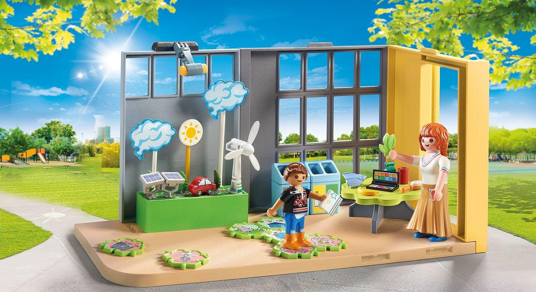 PLAYMOBIL City Life 71331 Anbau Klimakunde, Klassenzimmer der Zukunft, Puzzle mit Klimaschutzaufgaben und mehr, Spielzeug für Kinder ab 4 Jahren