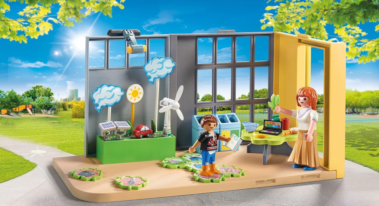 PLAYMOBIL City Life 71331 Anbau Klimakunde, Klassenzimmer der Zukunft, Puzzle mit Klimaschutzaufgaben und mehr, Spielzeug für Kinder ab 4 Jahren