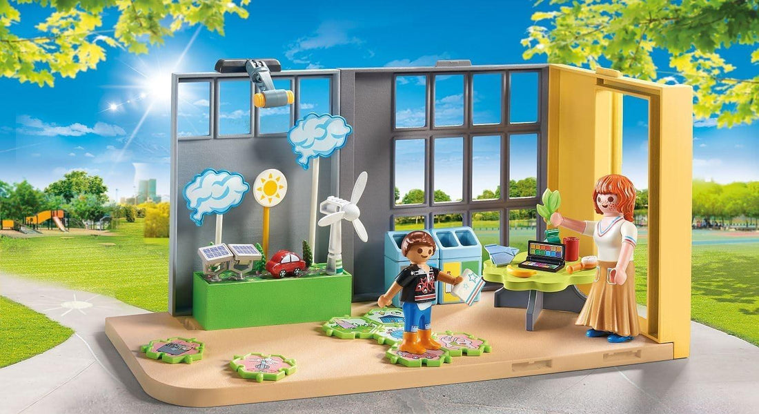 PLAYMOBIL City Life 71331 Anbau Klimakunde, Klassenzimmer der Zukunft, Puzzle mit Klimaschutzaufgaben und mehr, Spielzeug für Kinder ab 4 Jahren