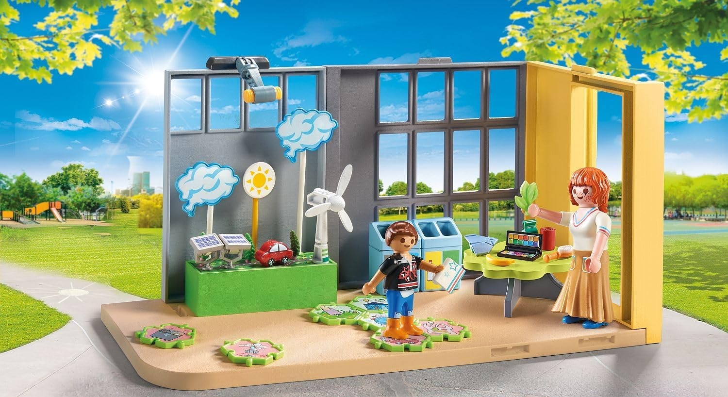 PLAYMOBIL City Life 71331 Anbau Klimakunde, Klassenzimmer der Zukunft, Puzzle mit Klimaschutzaufgaben und mehr, Spielzeug für Kinder ab 4 Jahren