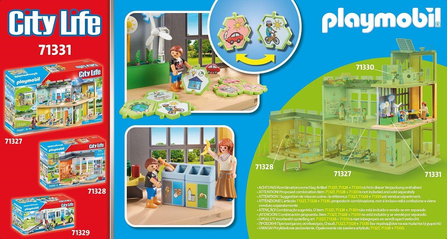 PLAYMOBIL City Life 71331 Anbau Klimakunde, Klassenzimmer der Zukunft, Puzzle mit Klimaschutzaufgaben und mehr, Spielzeug für Kinder ab 4 Jahren