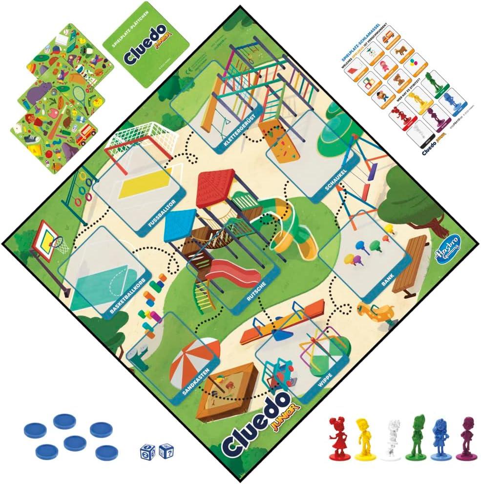 Hasbro Gaming Cluedo Junior, 2-seitiges Spielbrett mit verschiedenen Schwierigkeitsstufen, Detektivspiel für Kinder und Erwachsene