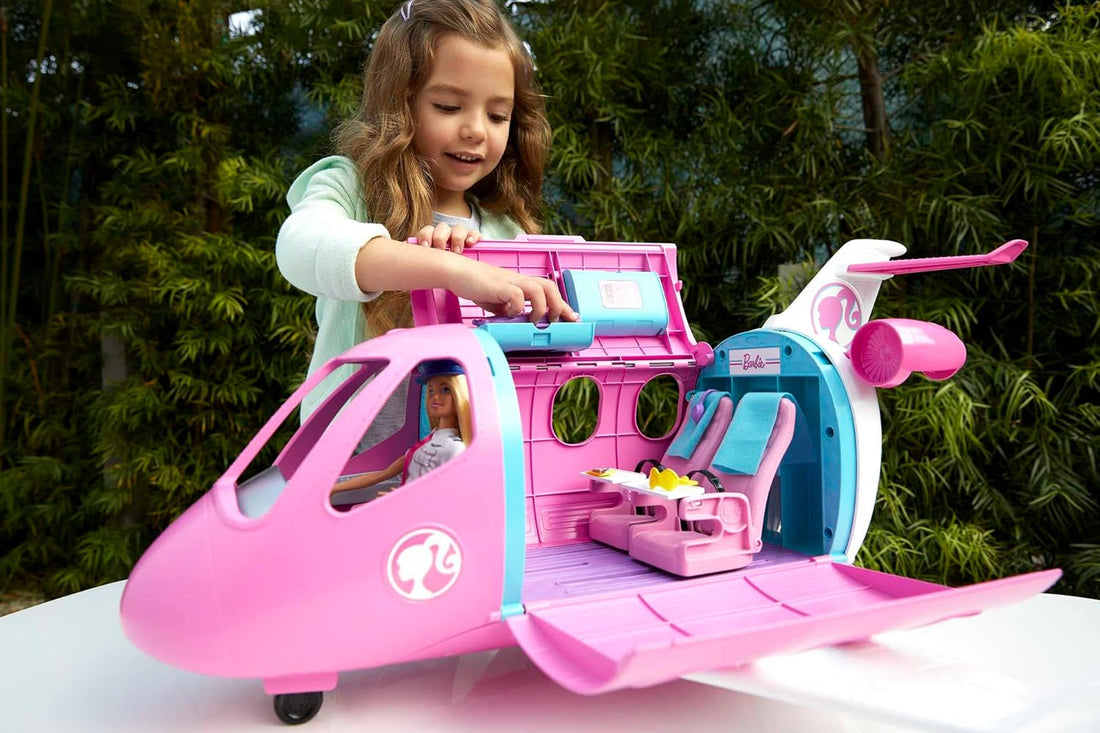 Barbie Flugzeug mit Pilotin Puppe mit beweglichen Rädern GJB33