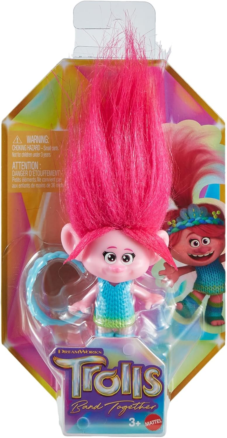 Mattel DREAMWORKS TROLLS Gemeinsam Stark – Königin Poppy, Viva, Branch, Guy Diamond mit Tiny Diamond, Plüschhaar, Mode zum Ausziehen, 5 bewegliche Gelenke, für Kinder ab 3 Jahren, HNF06