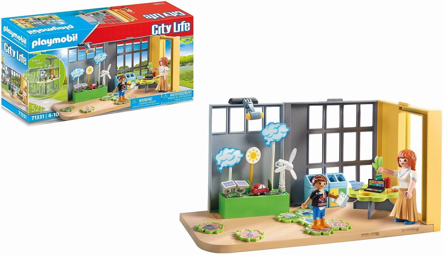 PLAYMOBIL City Life 71331 Anbau Klimakunde, Klassenzimmer der Zukunft, Puzzle mit Klimaschutzaufgaben und mehr, Spielzeug für Kinder ab 4 Jahren