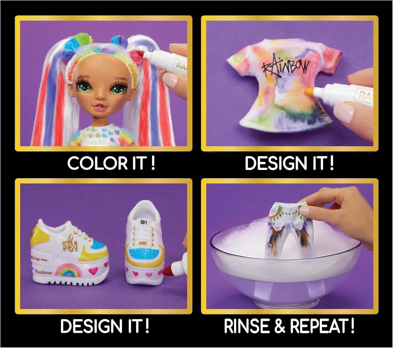 Rainbow High Color & Create DIY Modepuppe für Kinder von 4-12 Jahren