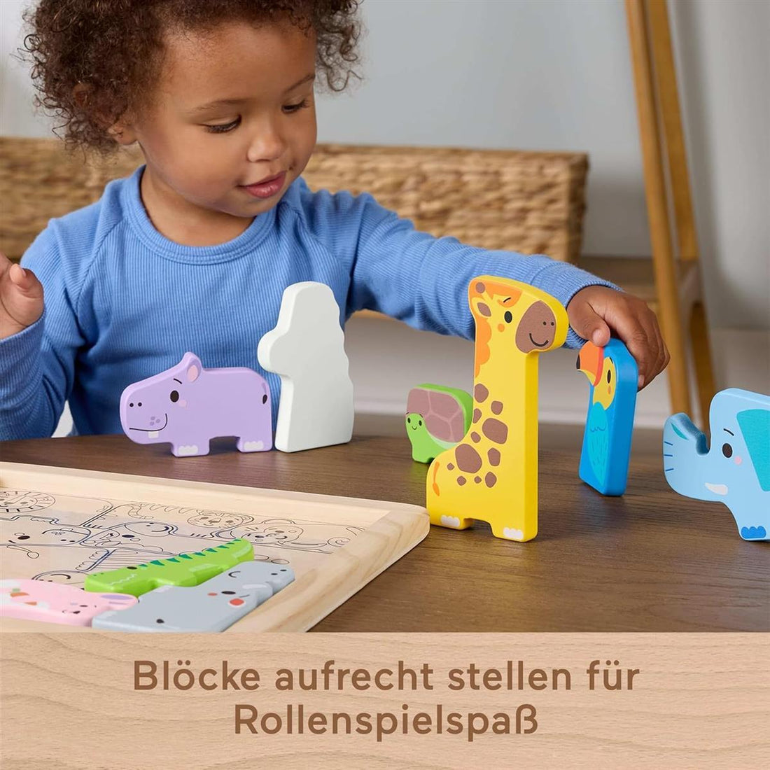 Fisher-Price 2-in-1-Tierwelt aus Holz, Aktivität zum Sortieren von Formen für Kindergartenkinder ab 2 Jahren, JFG10