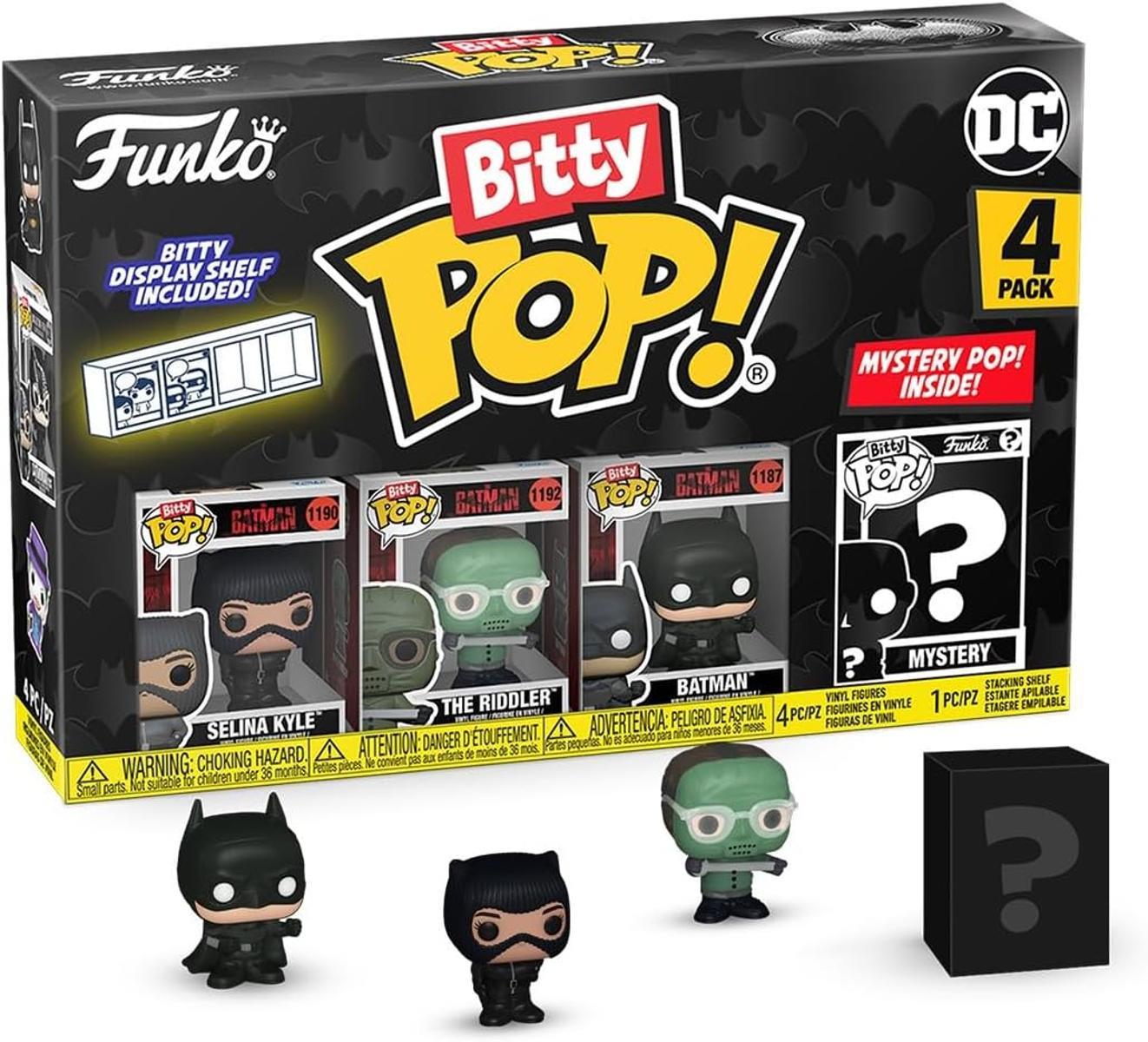 Funko Bitty Pop! Batman 85th - Catwoman 4PK und eine Überraschungs-Mini-Figur - 0.9 Inch (2.2 cm) - DC Comics Sammlerstück Stapelbares Display-Regal Inklusive - Geschenkidee Party-Tüten-Strumpf