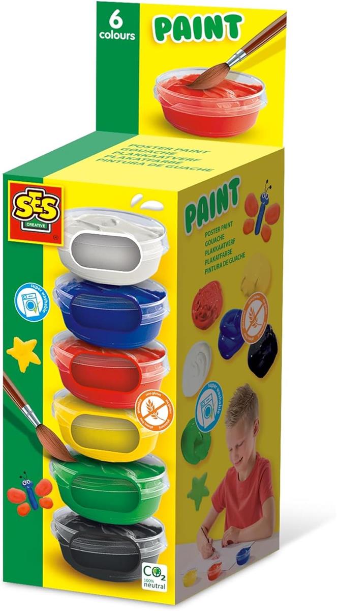 SES Creative 00381 Plakatfarbe (6x45ml), diverse Farben, 45 milliliters