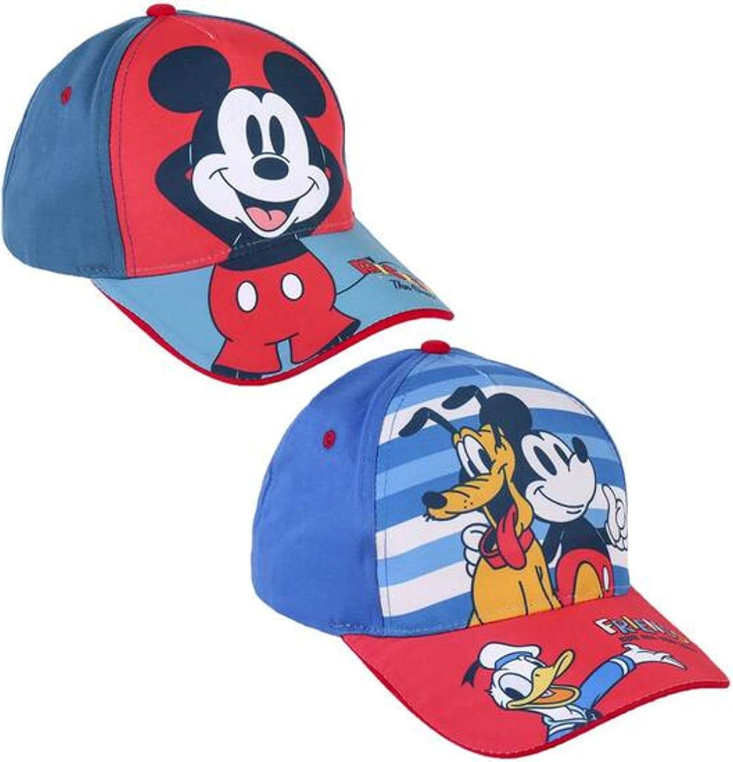 Cap für Kinder Mickey Mouse - Geeignet von 2 bis 8 Jahren - Aus Baumwolle und Polyester - Kinder Cap mit Verstellbarem Klettverschluss - Original Produkt in Spanien Designed