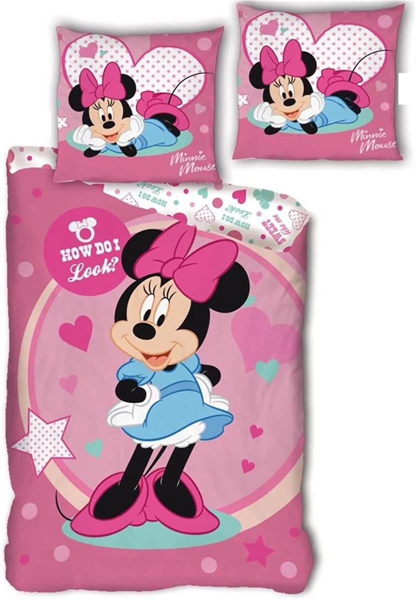 Minnie Bettwäsche Bettbezug 140 x 200 cm + 63 x 63 cm Polyester