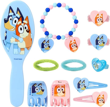 Bluey 11-teiliges Haarschmuck-Set für Mädchen und Kinder, Haar-Accessoires, Clips, Kammbänder und Schönheitsset