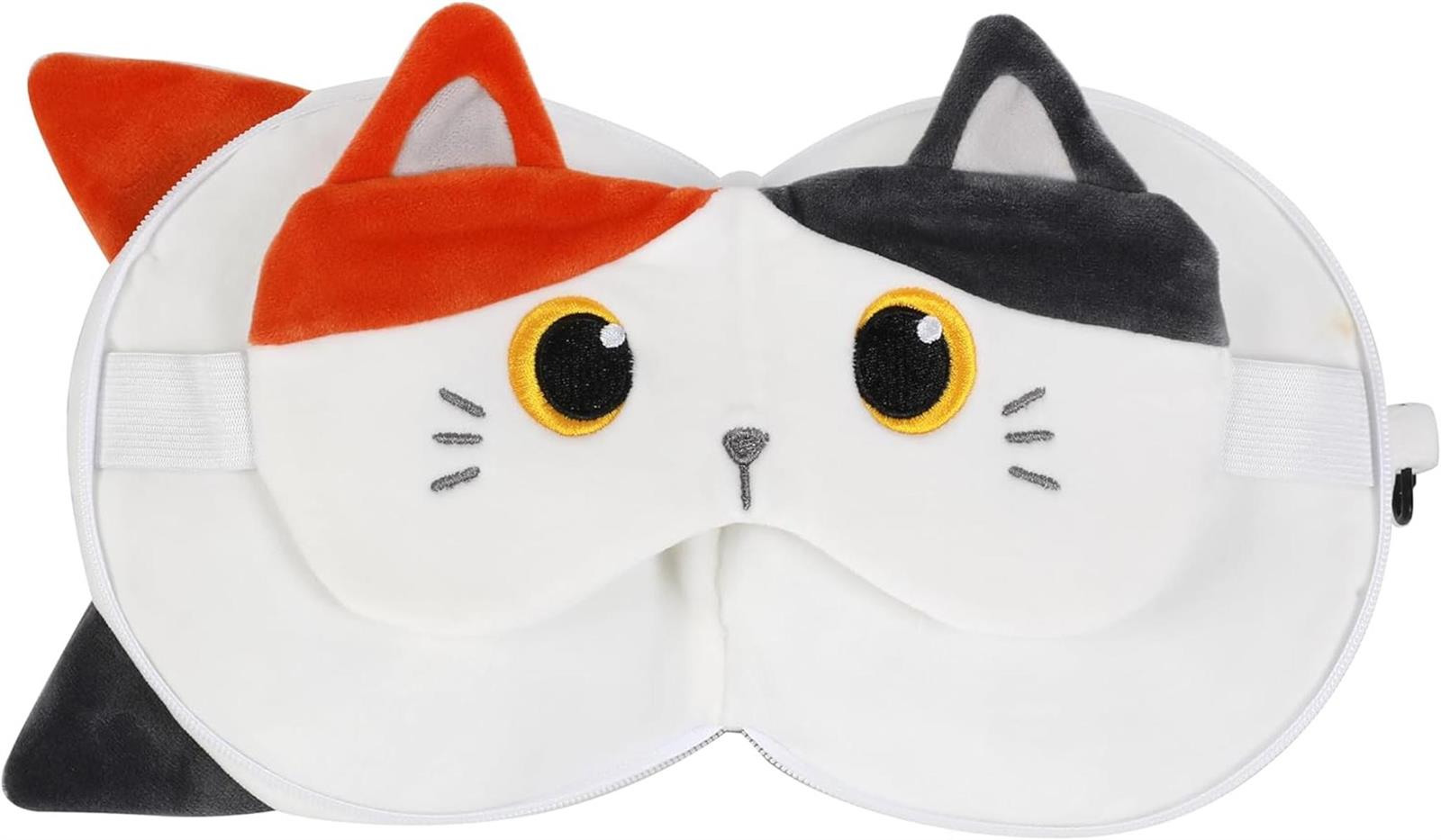 I-TOTAL® Kissen mit Schlafmaske, verschließbares Kissen mit Haken orange Katze