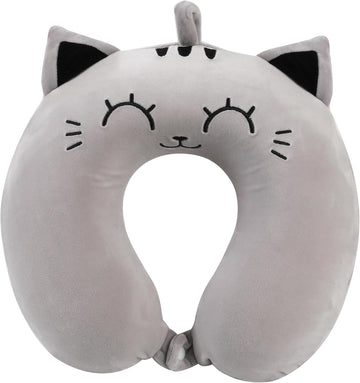 I-TOTAL® Reisekissen Nackenkissen weich für Nackenstützen Motiv graue Katze