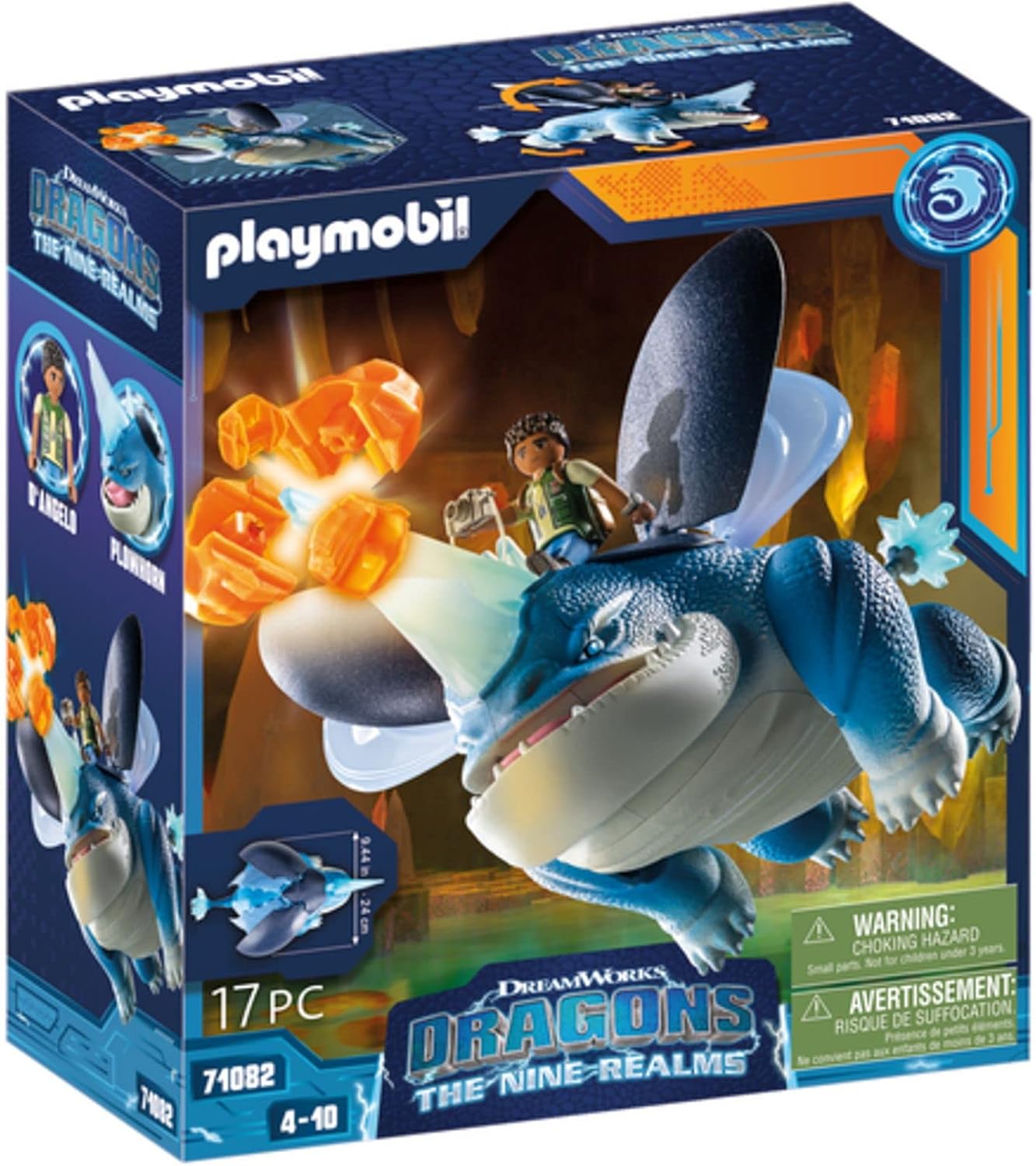 PLAYMOBIL DreamWorks Dragons 71082 Dragons: The Nine Realms - Plowhorn & D'Angelo, Dragons-Figur und Spielzeug-Drache mit Hörnern, Spielzeug für Kinder ab 4 Jahren