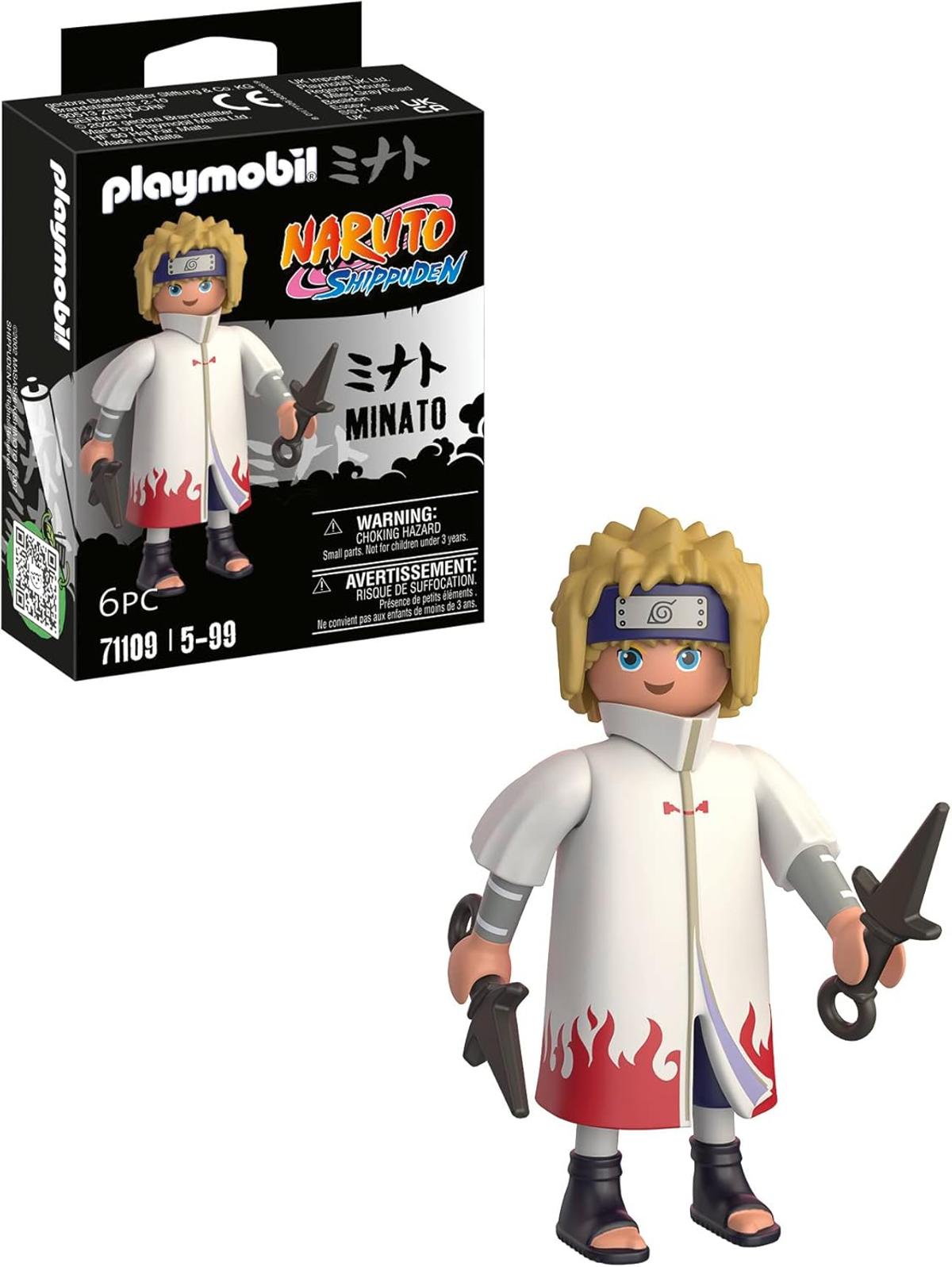 PLAYMOBIL Naruto 71109 Minato typischen weiß-roten Mantel und Zwei Kunai, kreativer Spielspaß für Animefans mit tollen Details und authentischen Extras, ab 5 Jahren