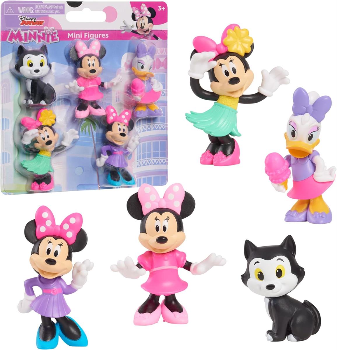 Just Play Disney Junior Minnie Mouse Minifiguren 5er-Pack, 4,3–6,9 cm große Sammelfiguren, Kinderspielzeug ab 3 Jahren