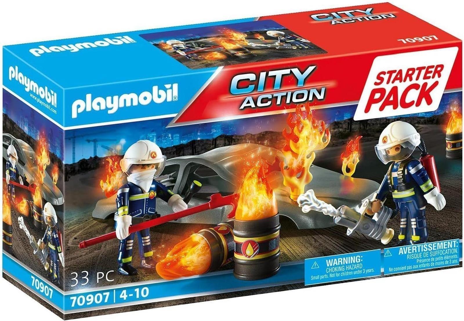 PLAYMOBIL City Action 70907 Starter Pack Feuerwehrübung, Spielzeug für Kinder ab 4 Jahren