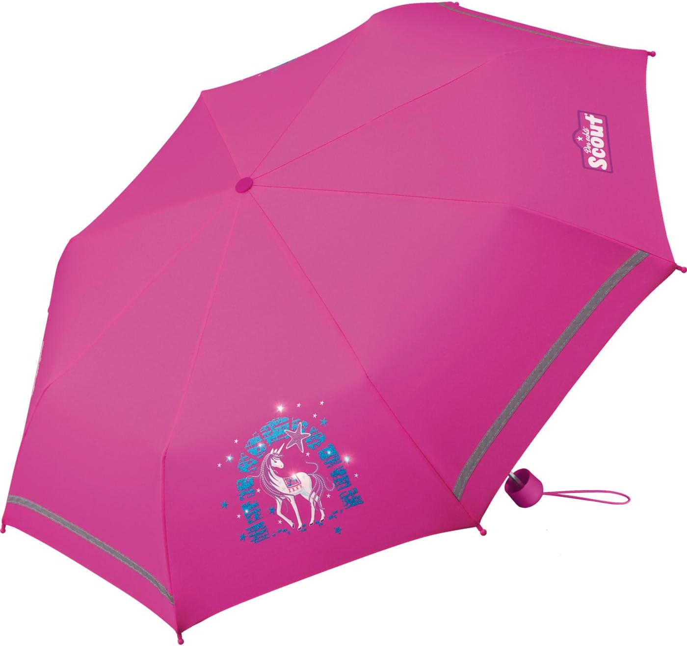 Scout Kinder-Taschenschirm mit reflektierenden Streifen Lilac Unicorn