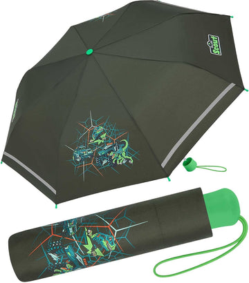 Scout Kinder-Taschenschirm mit reflektierenden Streifen Dino Hunter