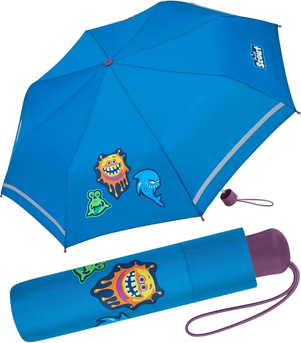 Scout Kinder-Taschenschirm mit reflektierenden Streifen funny Freaks blau