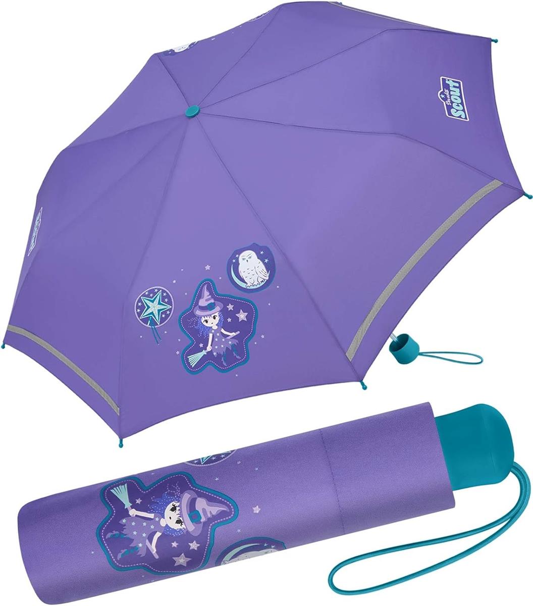 Scout Kinder-Taschenschirm mit reflektierenden Streifen lila Magic Zauber