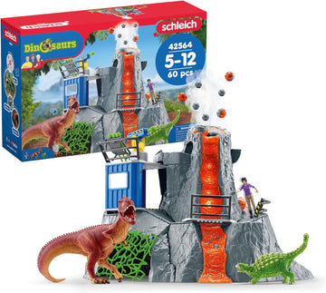schleich DINOSAURS | Große Vulkan Expedition 42564 | Set inkl. Vulkan mit Ausbruchsfunktion, Yuki, 2 Dino Figuren | tolles Geschenk für Mädchen und Jungen | Dinosaurier Spielzeug ab 3 Jahre | 60 Teile