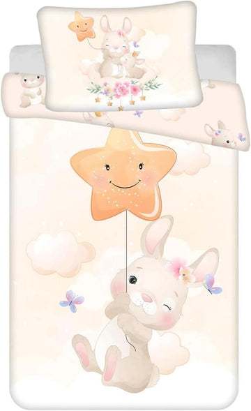 Jerry Fabrics Bettwäsche Wendebettwäsche Set Bunny Star Baby 100x135 + 40x60 cm 100% Baumwolle
