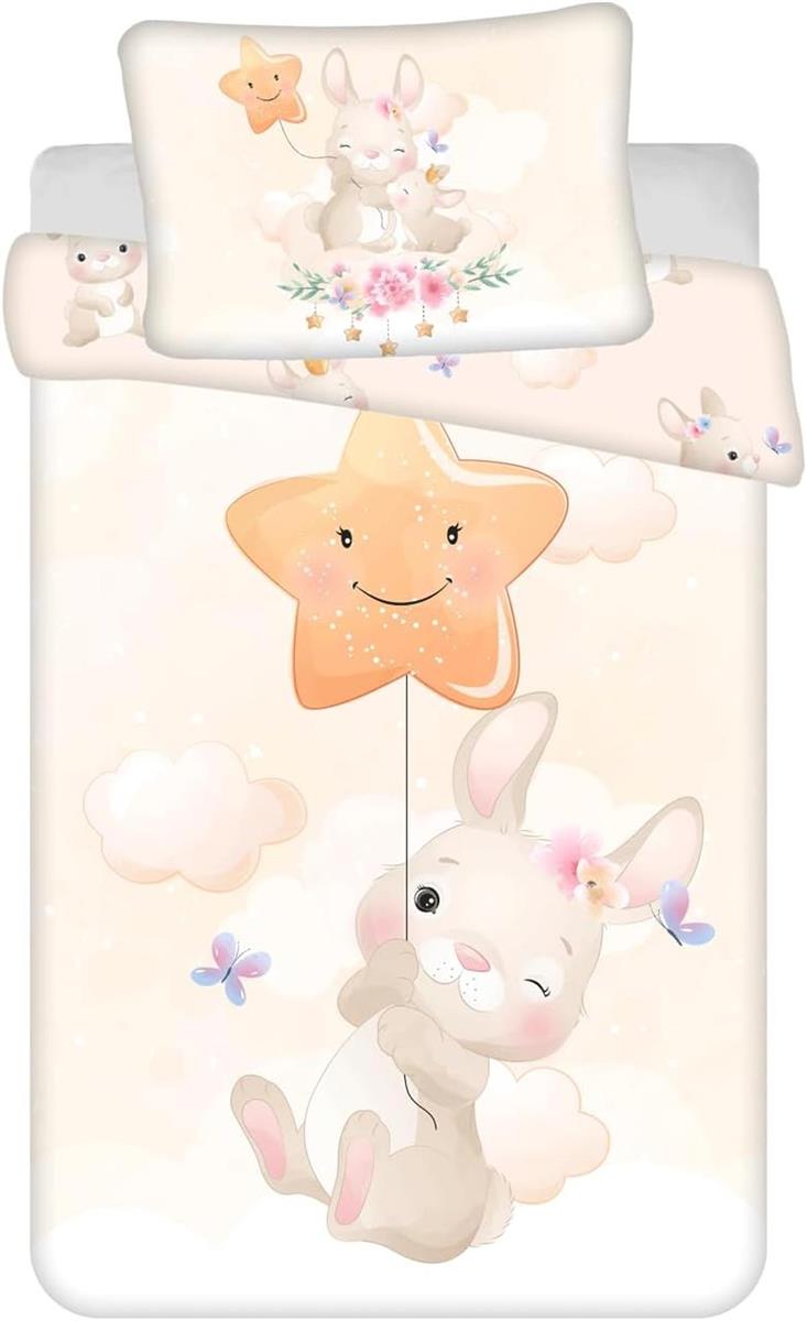 Jerry Fabrics Bettwäsche Wendebettwäsche Set Bunny Star Baby 100x135 + 40x60 cm 100% Baumwolle