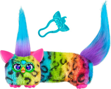 Furby DJ Furblets RAIN Bow bunt-gemustertes elektronisches Plüschspielzeug Macht Musik, Geräusche und spricht Furbisch, Stofftier für Kinder ab 6 Jahren mit Schlüsselanhänger