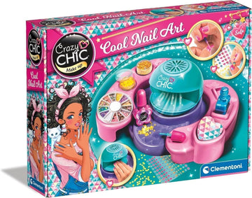 Clementoni Crazy Chic Cool Nail Art - DIY Nageldesign-Set für Kinder ab 6 Jahren - Kreativ-Spielzeug inkl. Nagellacke, Sticker, Glitzer & Nageltrockner 18599