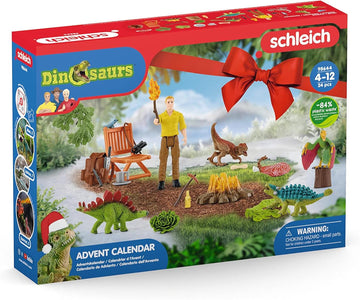 SCHLEICH 98644 Adventskalender Dinosaurs 2023, für Kinder ab 5 Jahren, für Dino-Fans mit Einer menschlichen Spielfigur, Einer Menge Dinosaurier und Zubehör für das Dschungel Abenteuer