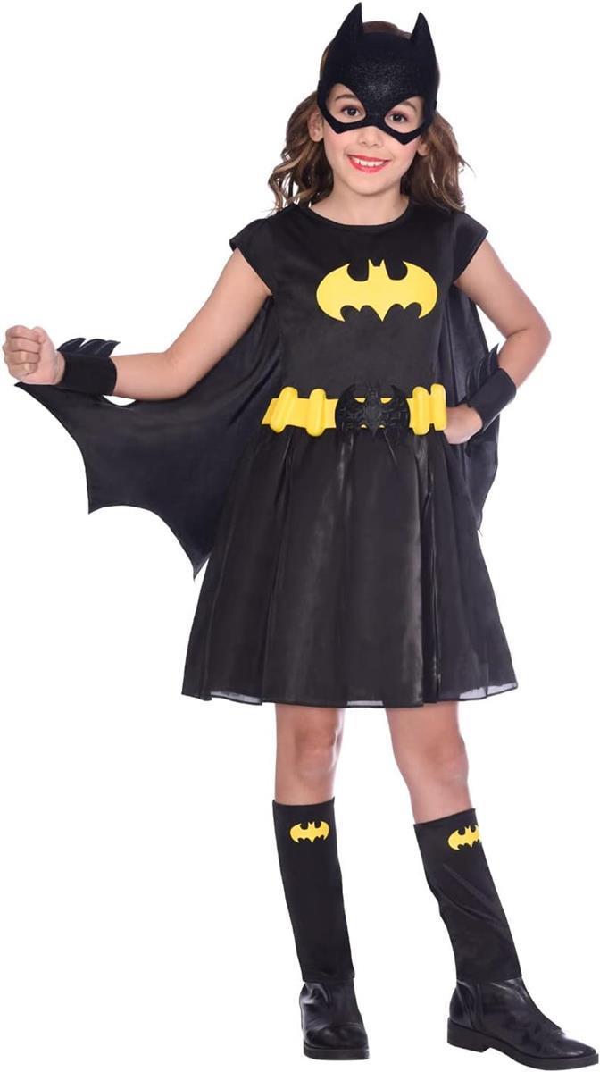 amscan Mädchen Kinderkostüm Batgirl Amscan - Kinderkostüm Batgirl, Kleid, Umhang, Arm- und Beinstulpen, Maske, Super Heroes, Motto-Party, Karneval Größe 110 4-6 Jahre