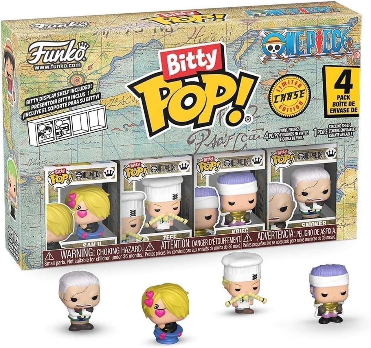 Funko Bitty POP! 4 Pack: One Piece - Sanji - Zeee - Krieg - Mystery Mini Figure - Styles May Vary Und eine überraschende Mystery-Minifigur - 0,9 Zoll (2,2 cm) Sammelbar - Geschenkidee - Tortenaufsatz