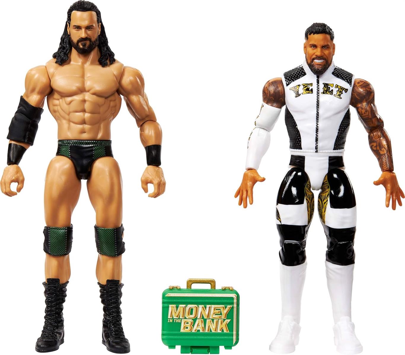 Mattel WWE Main Event Showdown Actionfiguren 2er-Pack mit Zubehör, Serie #23 Jey USO vs Drew McIntyre Sammelset, 15,2 cm