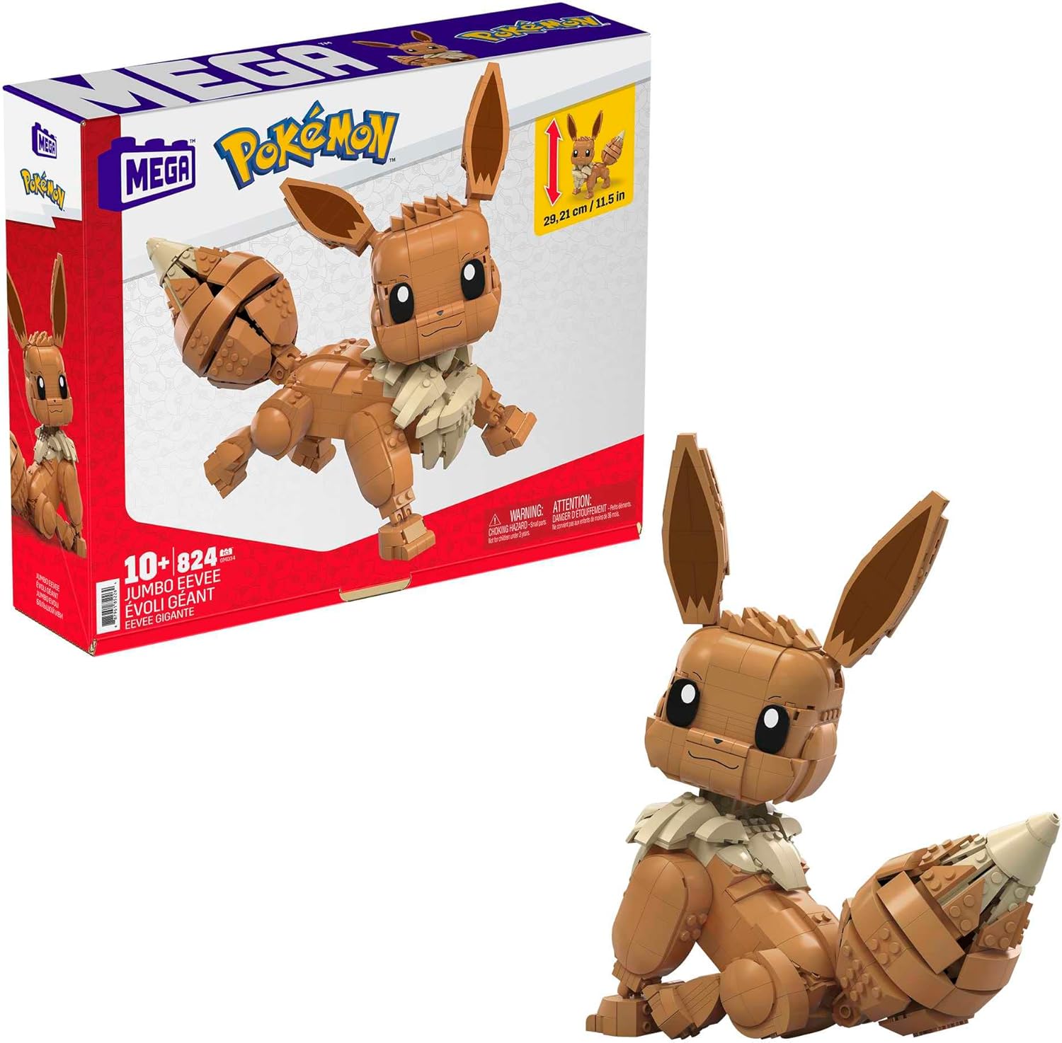 MEGA Construx GMD34 - Pokémon Jumbo Evoli (30cm), Bauset mit beweglicher Figur, Spielzeug ab 10 Jahren