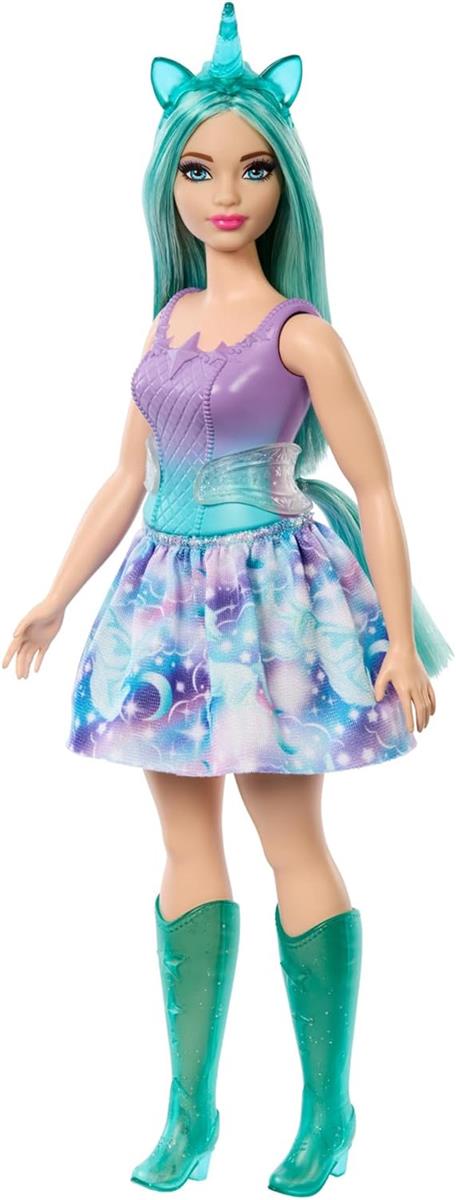 Barbie Einhorn Puppen mit bunten Fantasiehaaren, Outfits mit Farbverlauf und Fantasy-Accessoires rund um das Thema Einhorn, HRR15