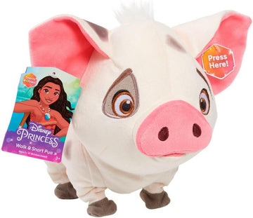 Just Play Disney Princess Moana Walk & Snort Pua Plüschtier, Geräusche und Bewegung, Stofftier, Schwein, Kinderspielzeug ab 3 Jahren