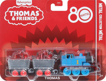 Thomas & Friends by Fisher-Price Sammlerspielzeug Zug, Kleiner Die-Cast Mattel 80th Engine mit Premium Deco & 2 Stock Cars mit roter Kristallfracht