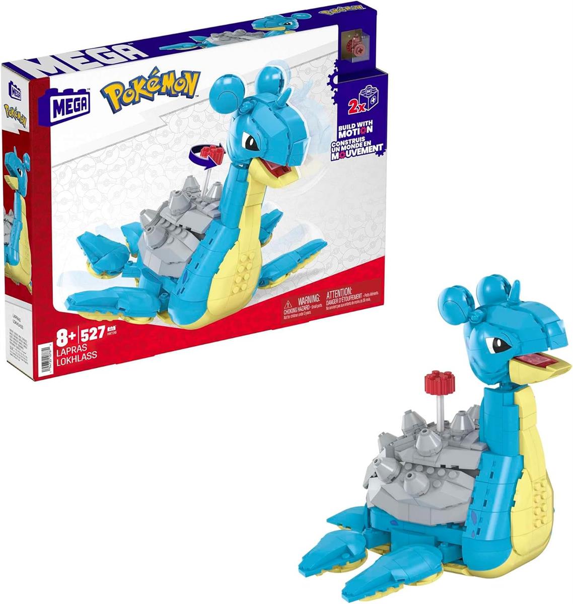 MEGA POKÉMON Lapras - Das gepanzerte Transport-Pokémon (18 cm) im 527-teiliges Bauset mit Kurbelmechanismus in der lizenzierten Sammleredition, HKT26