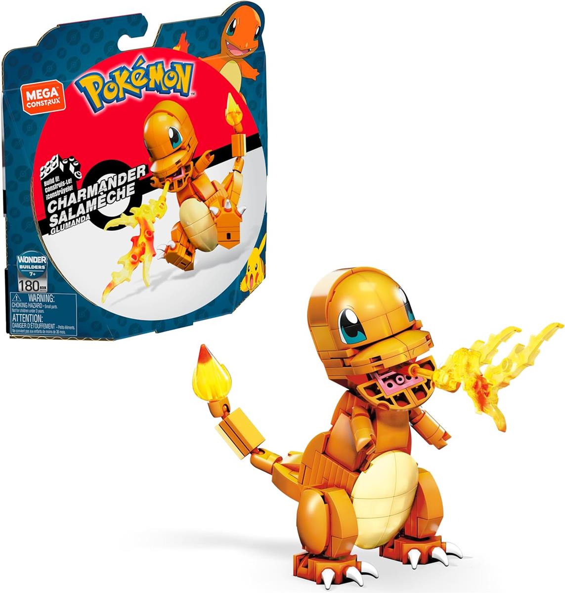 MEGA POKÉMON - detailgetreue und feuerspeiende Glumanda-Figur zum Zusammenbauen, Bauspielzeug für Kinder ab 6 Jahren, GKY96