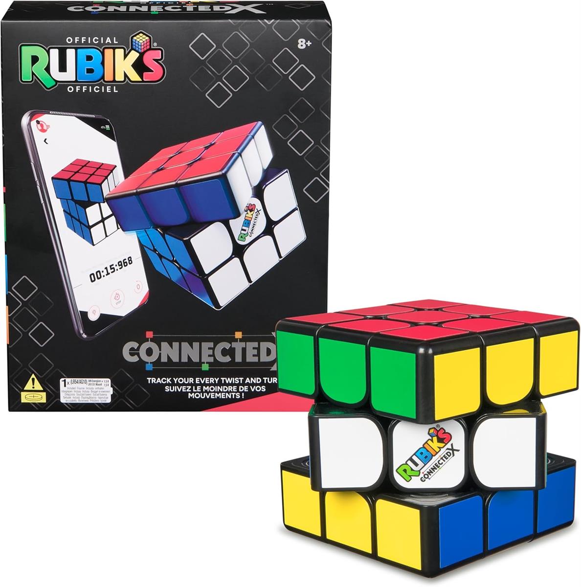 Rubik's ConnectedX - elektronischer 3x3 Cube für Einsteiger und Profis, Bluetooth-Verbinung zur App, die beim Lösen hilft, Spiele und Challenges enthält, ab 8 Jahren